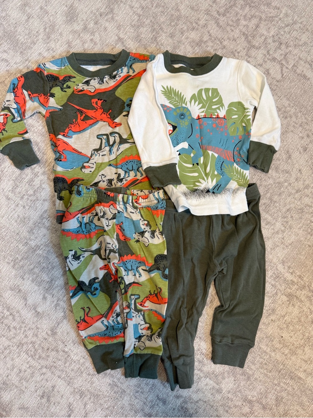 Carter's Boys Dino Pajama Sets in Green, Blue, Orange